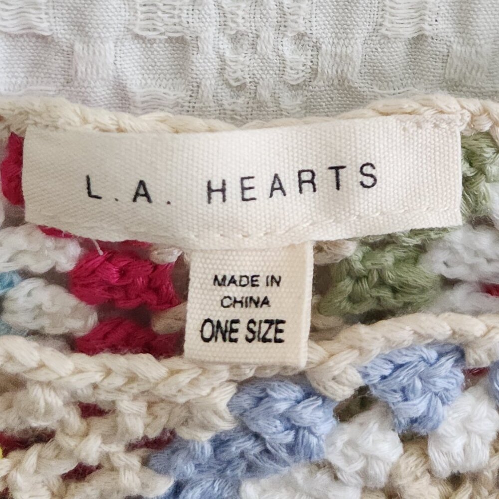 PacSun LA Hearts Crochet Granny Square Crop Tank Top Boho Festival One Size - Picture 7 of 12